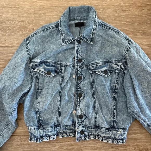 MOTHER The Fly Away Ruffled Denim Jacket - Picture 2 of 7